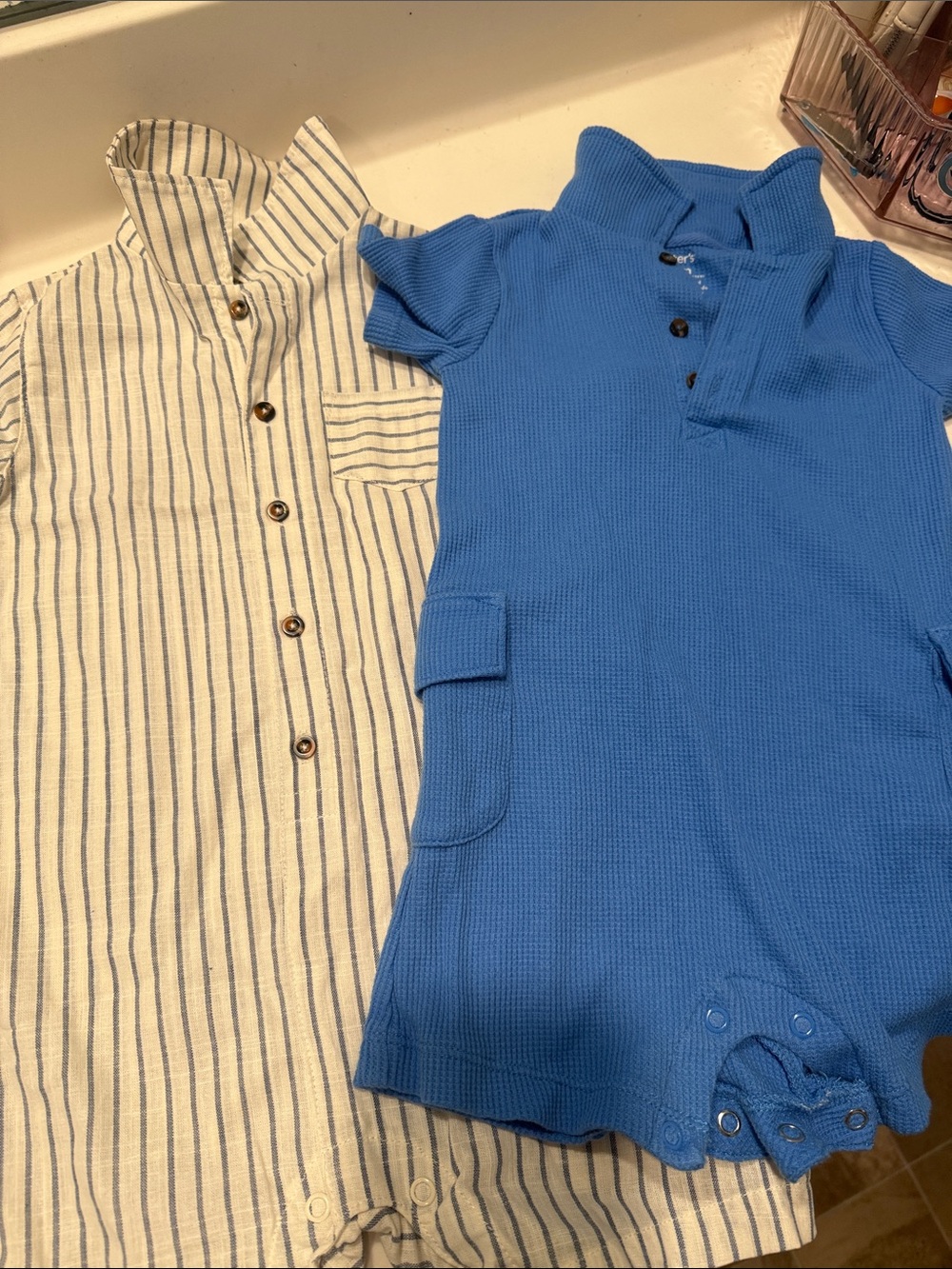 Blue Polo-Style Knit Romper for Kids